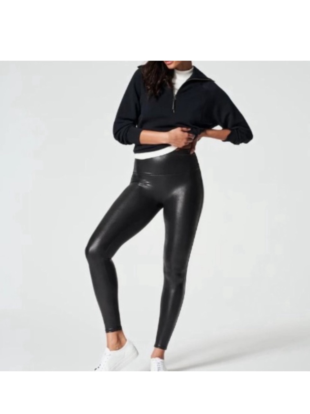 SPANX Faux Leather Leggings size Large Black